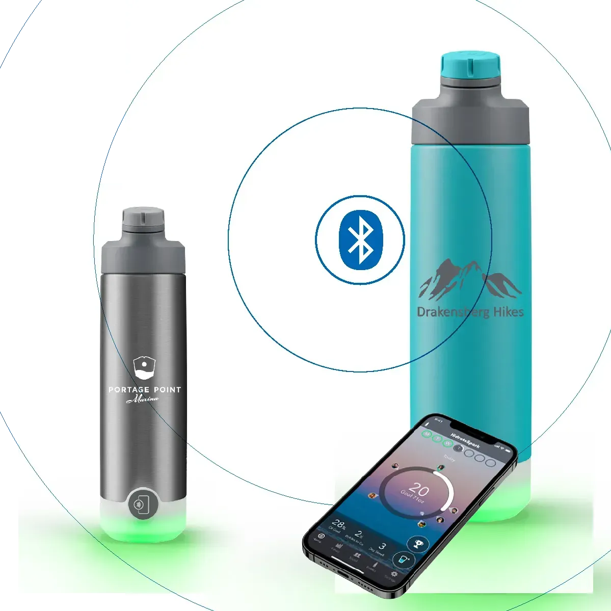 HidrateSpark 20 oz. Smart Water Bottle with Tap-to-Track Technology