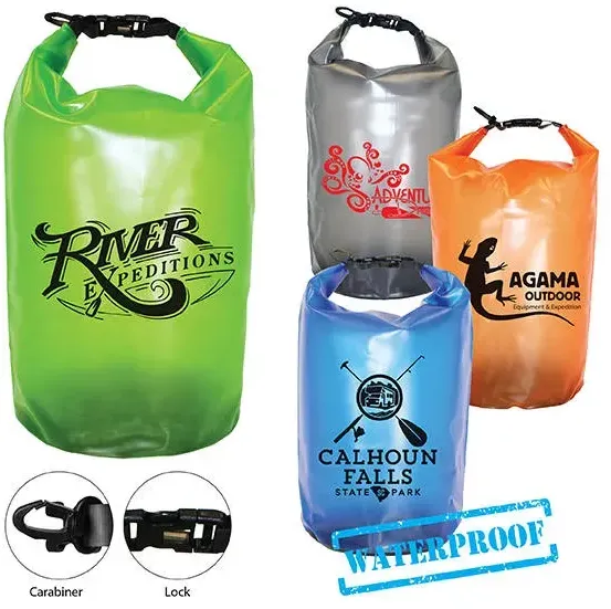 Translucent 10L Dry Bag with Carabiner Clip - Custom Waterproof Promotional Item