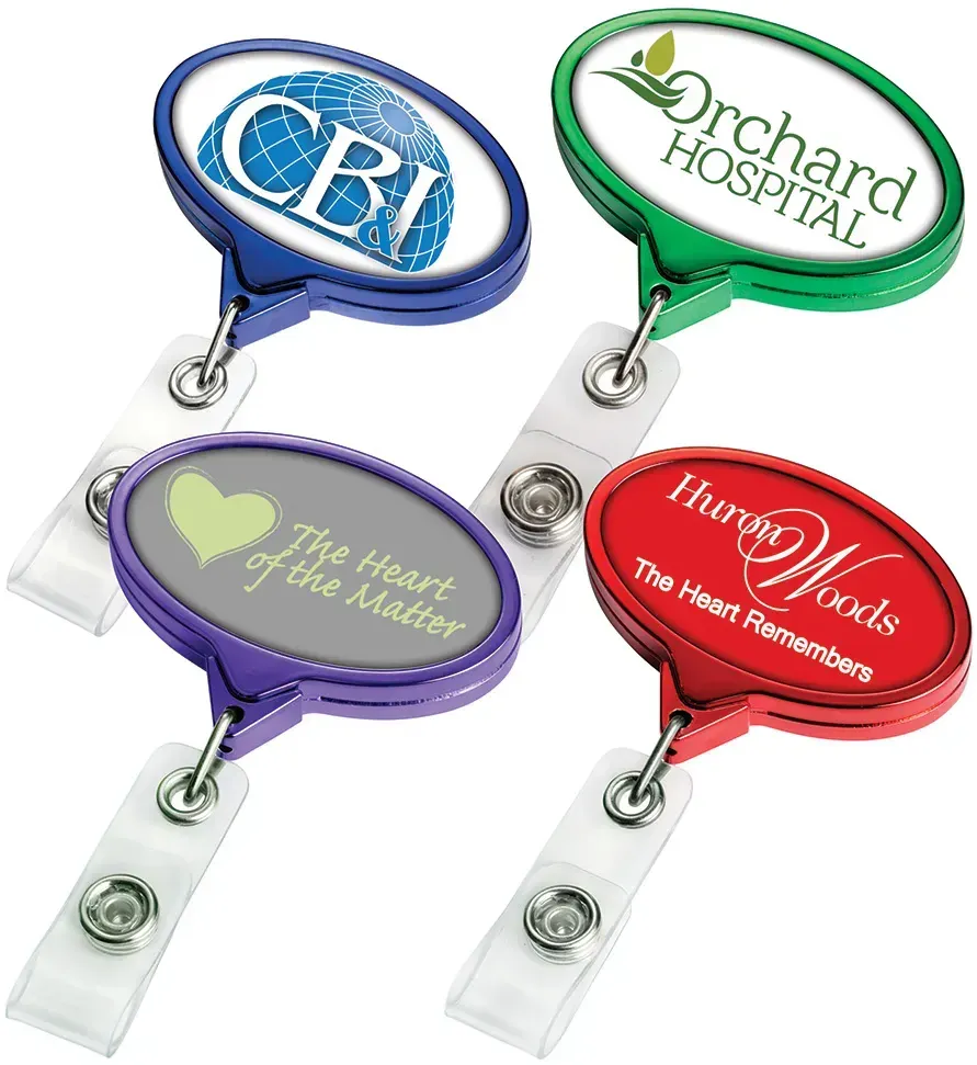 Personalized Color Chrome JUMBO Oval Badge Reel