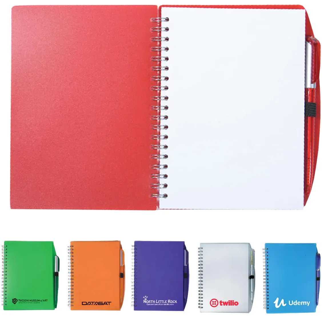 Color-Pro Spiral Unlined Notebook with Pen (5 3/4" x 7")