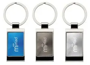 Colorplay Rectangular Key Ring w/ Chrome Trim