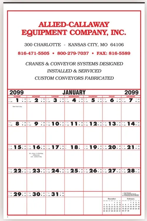 Contractor's 12 Sheet Wall Calendar