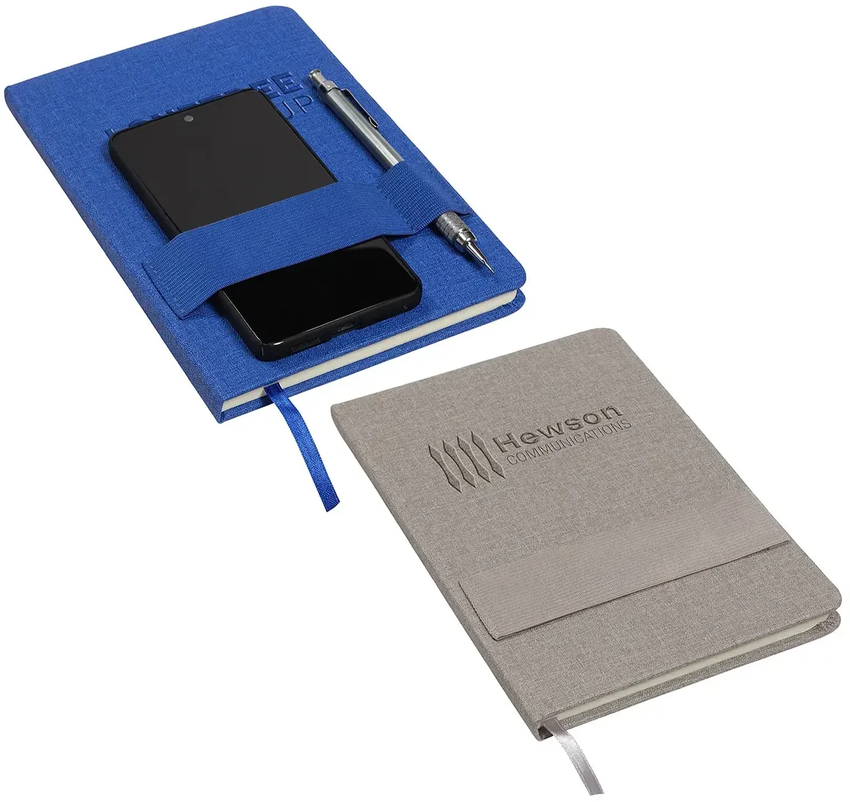 Custom Textured Journal with Phone + Pen Holder