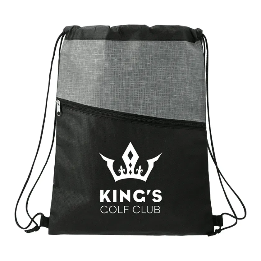 Promotional Cross Weave Zippered Drawstring Bag