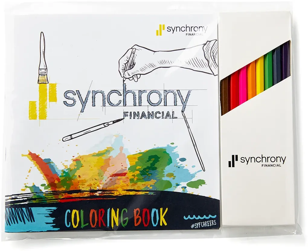 Custom Cover Deluxe 7"x7" Adult Coloring Book & 8 Color Pencil Set