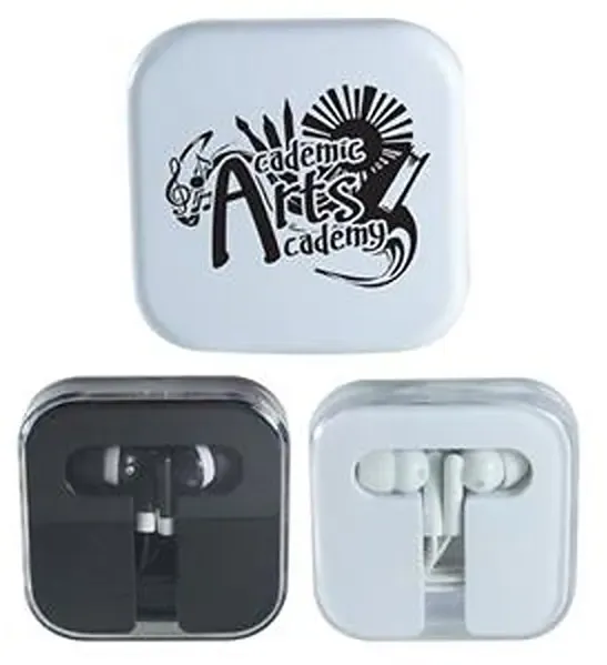 Custom Printed Earbuds in Acrylic Case