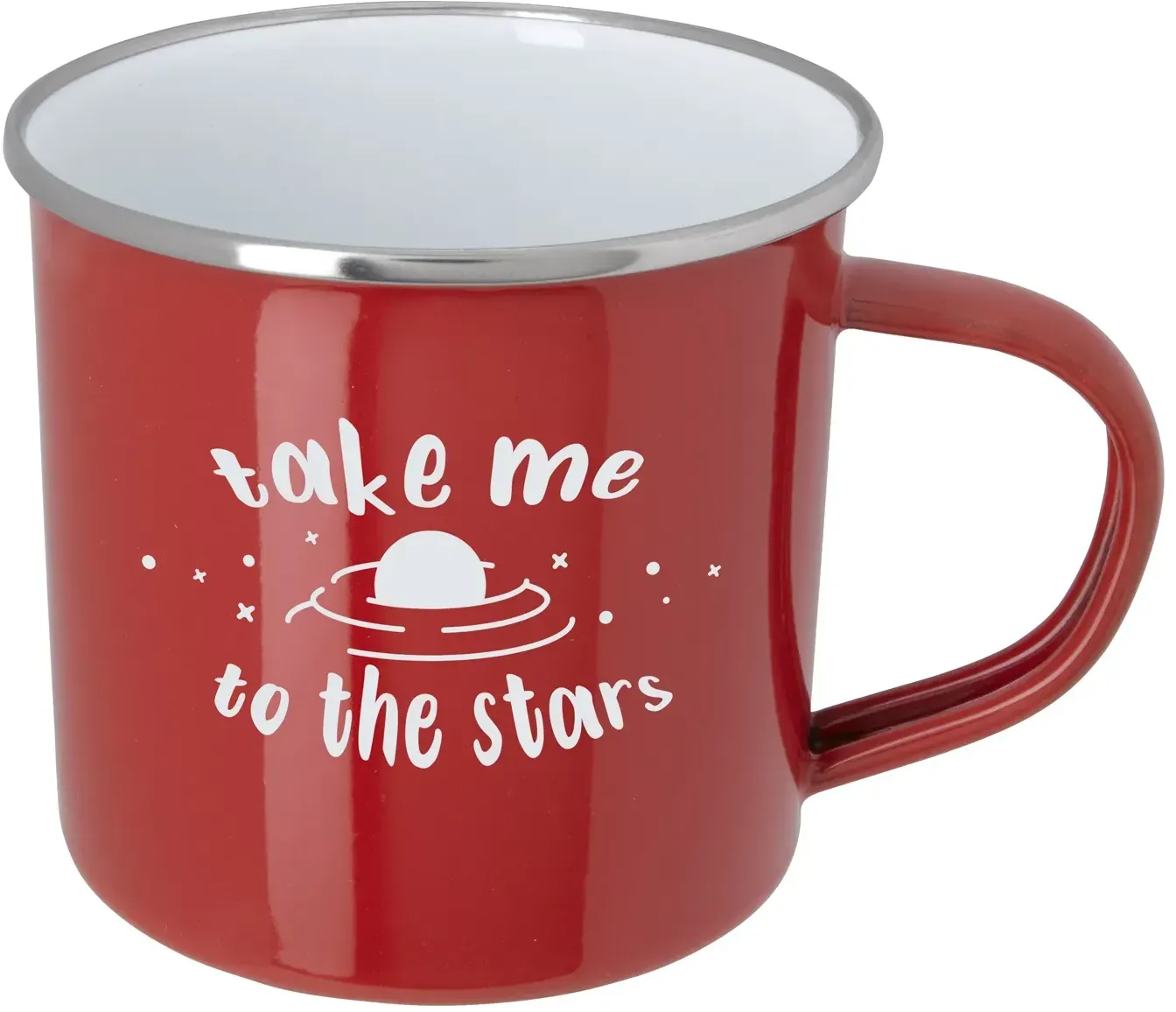 Custom Enamel Mug with Stainless Steel Rim - 11.8 oz.