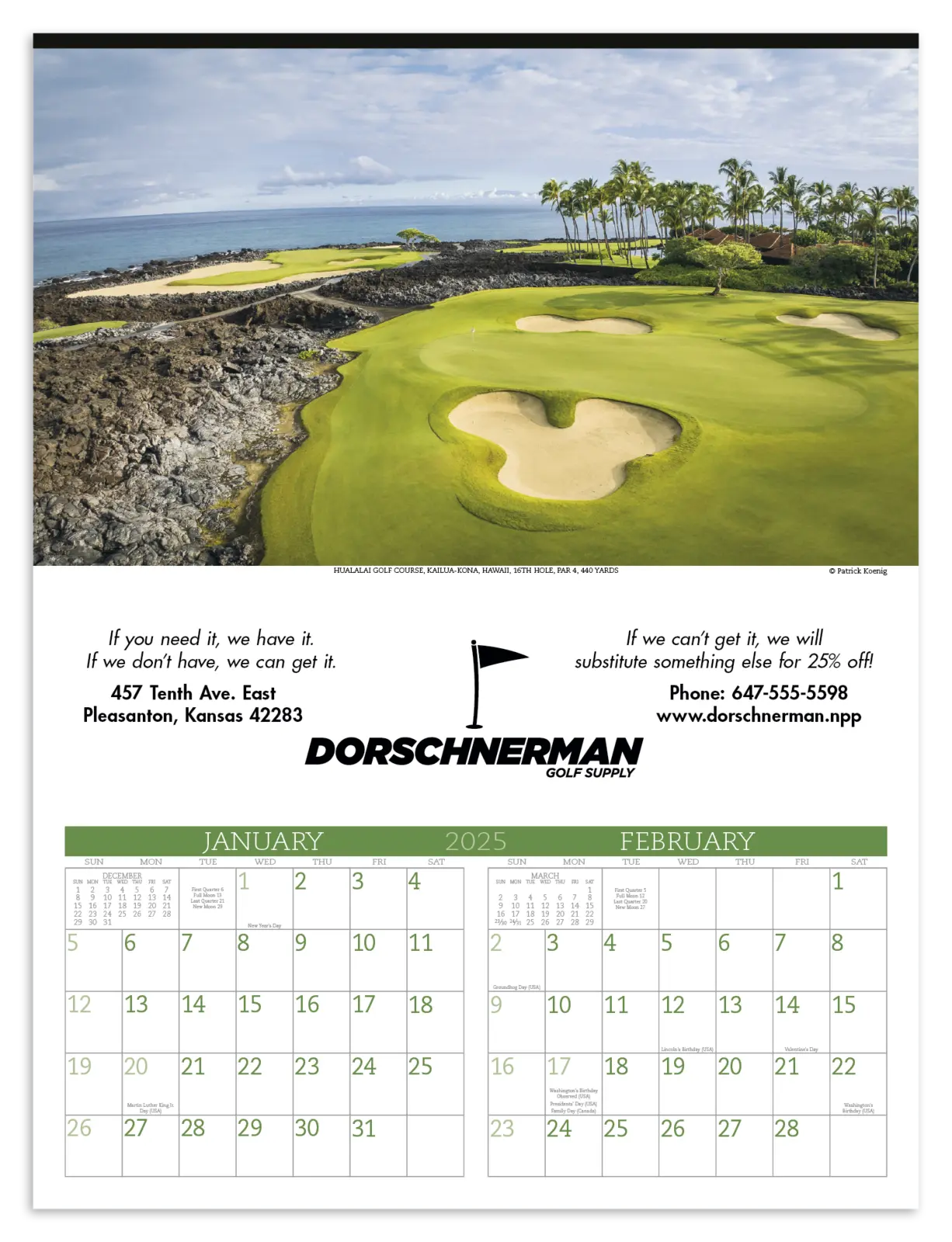 Custom Executive Golf Calendar