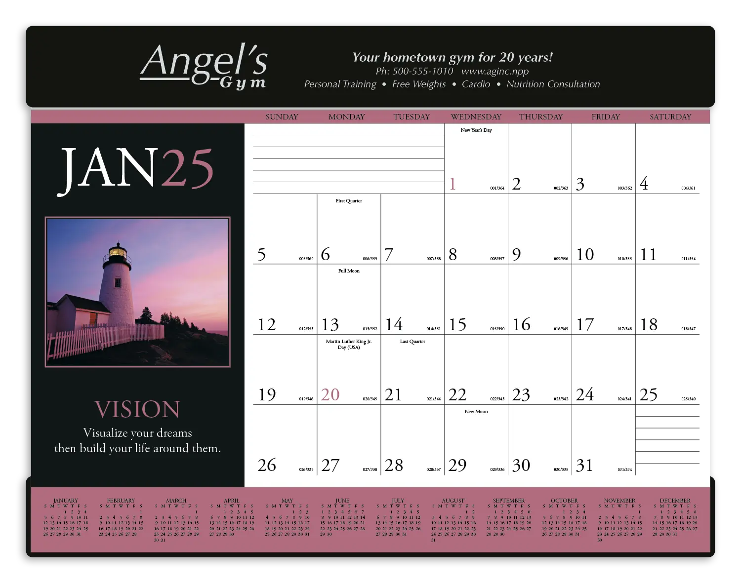 Custom Motivations Desk Pad Calendar