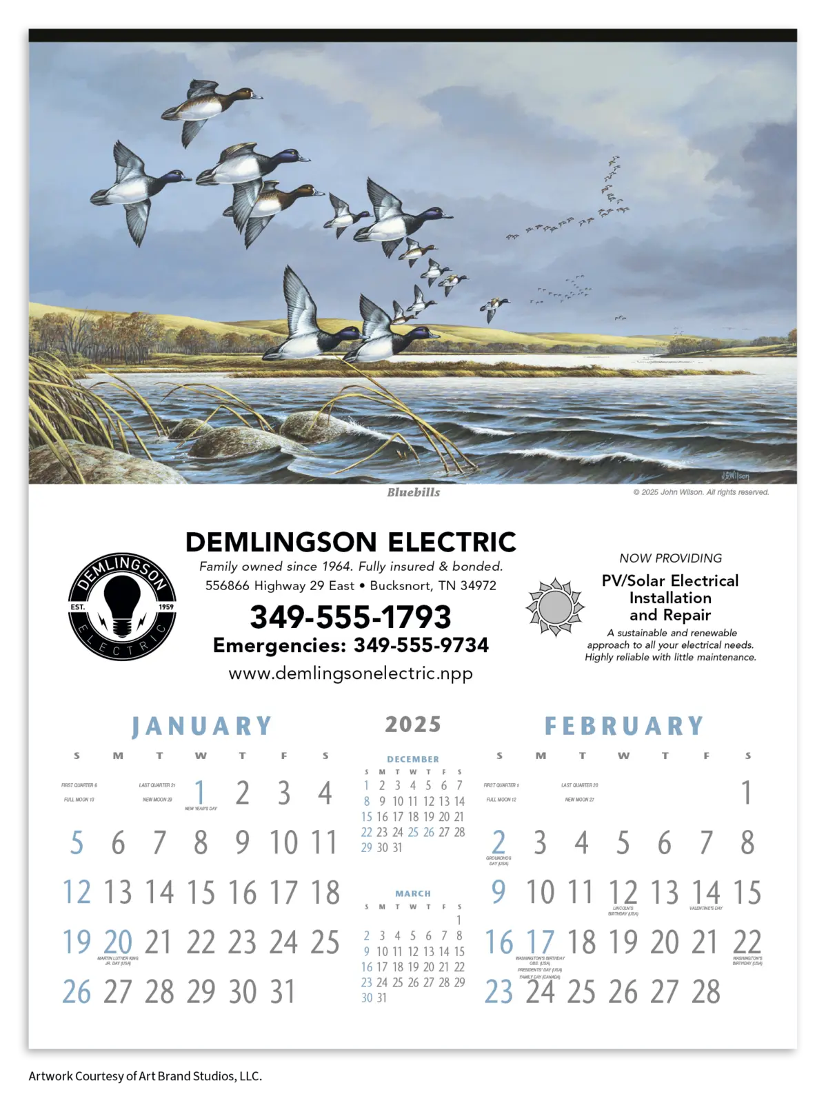 Custom North American Waterfowl Calendar