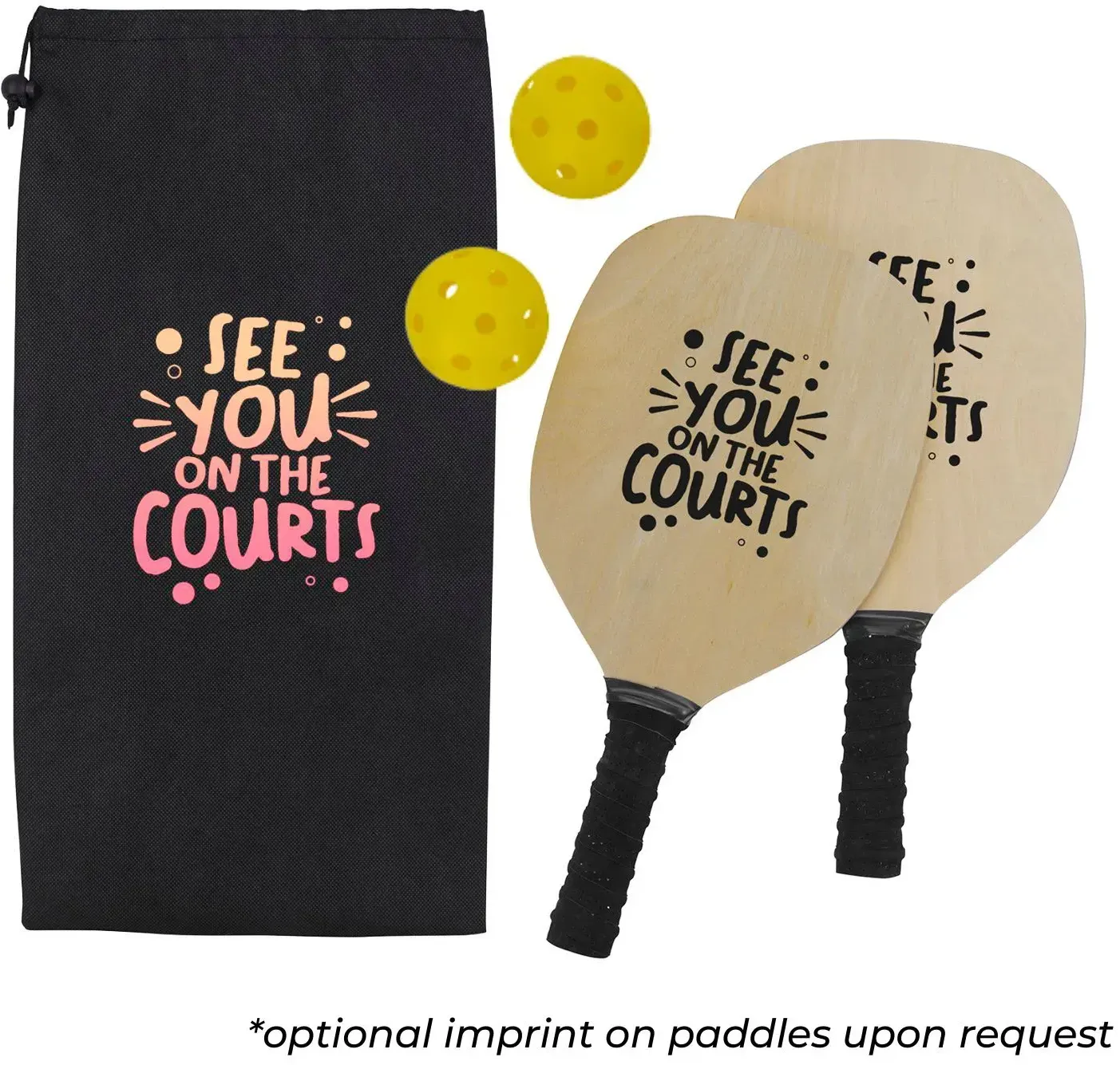 Custom Pickleball Set (2 Paddles & 2 Balls) - Personalized Sports Game Kit