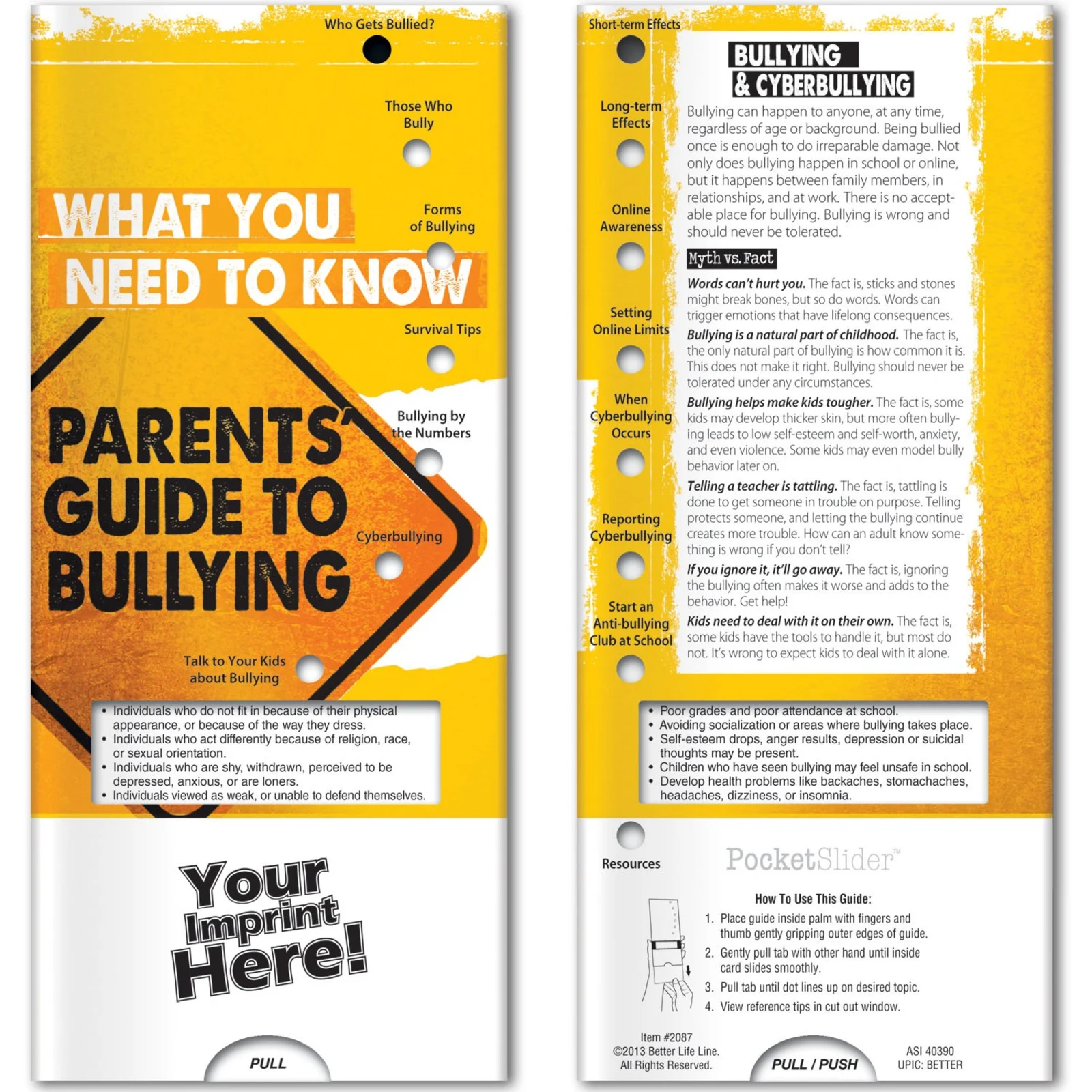 Pocket Slider - What You Need To Know: Parents' Guide to Bullying