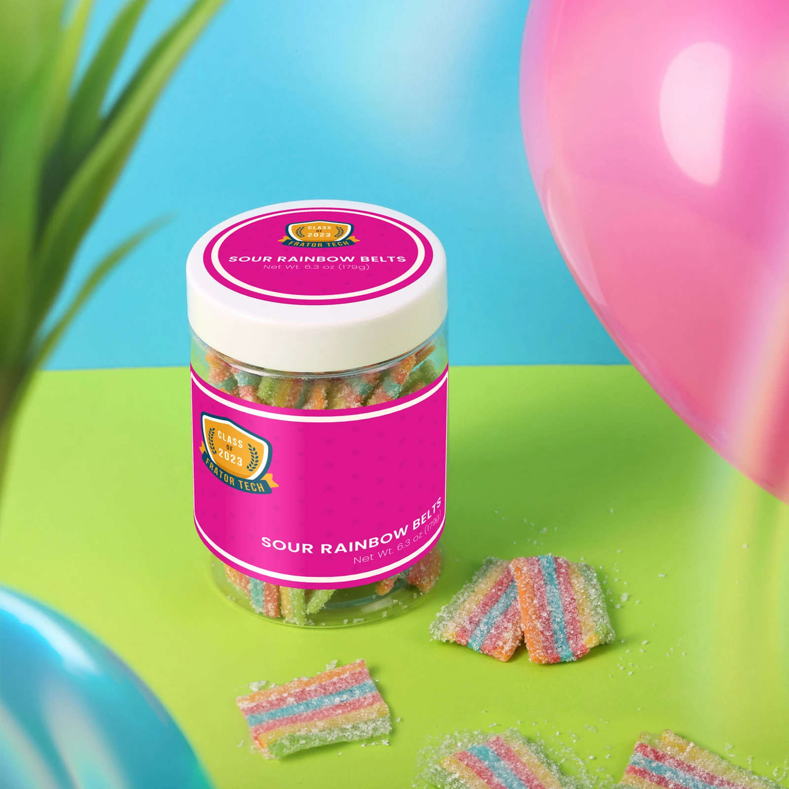 Sour Bite-Size Rainbow Belts in a Jar