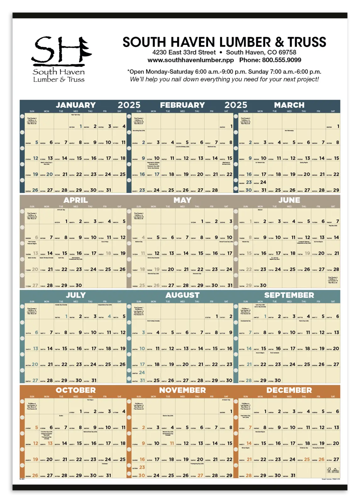 Custom Time Management Span-A-Year (Non-Laminated) Calendar