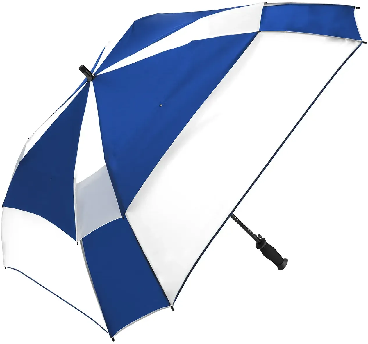 Custom Vented Auto Open Square Golf Umbrella with Gel-Filled Handle.