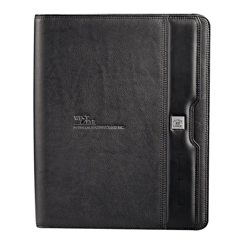 Branded Cutter & Buck Zippered Padfolio with Organizer Features