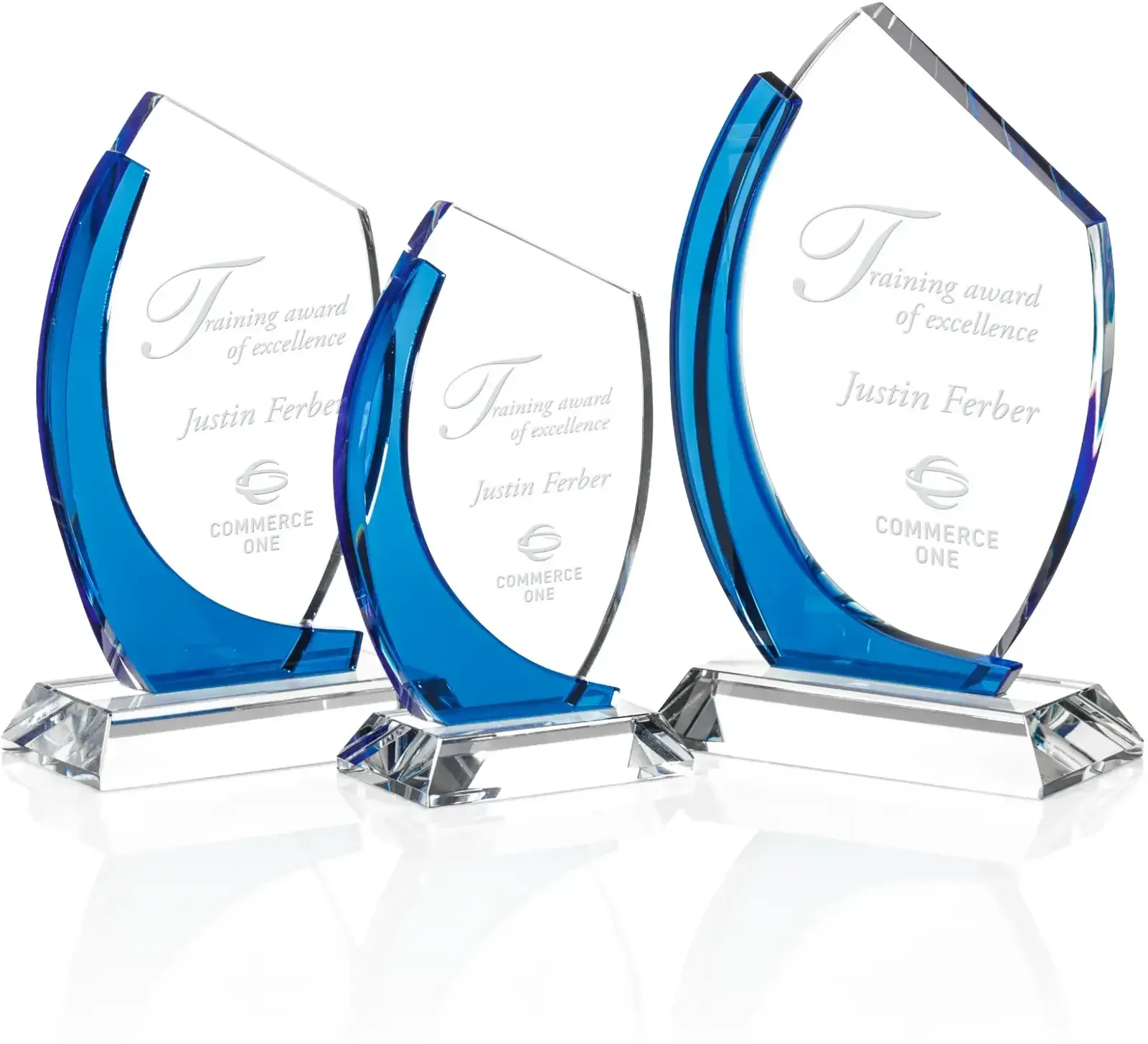 7½" Customized Deakin Blue Crystal Award - Business Recognition Trophy