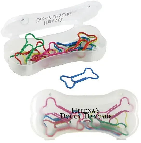 Dog Bone Shaped Paper Clips & Case