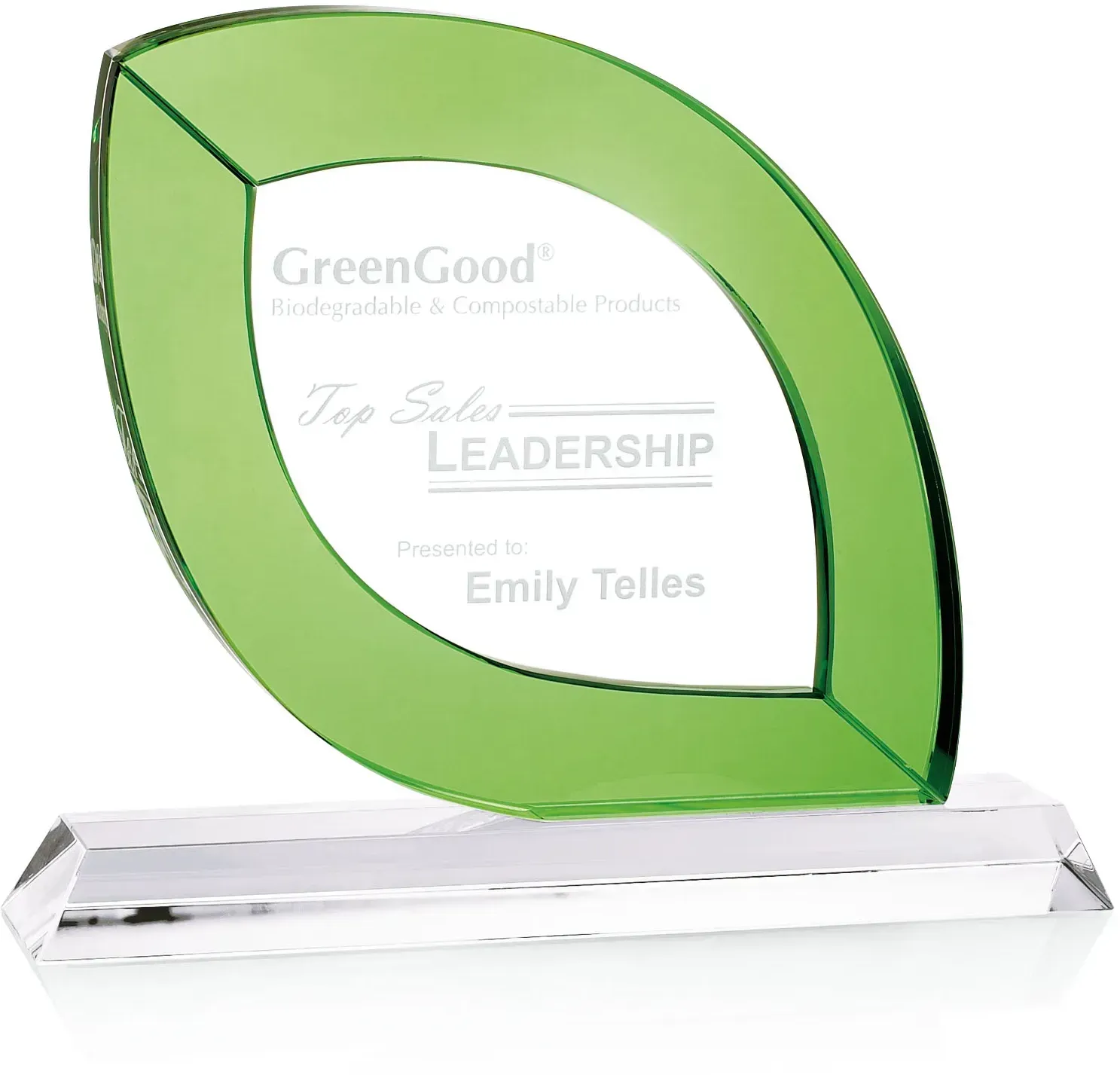 Customizable Green and Clear Crystal Donati Award