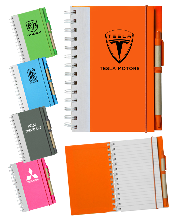 Eco-Friendly Spiral Notebook Set with Matching Pen