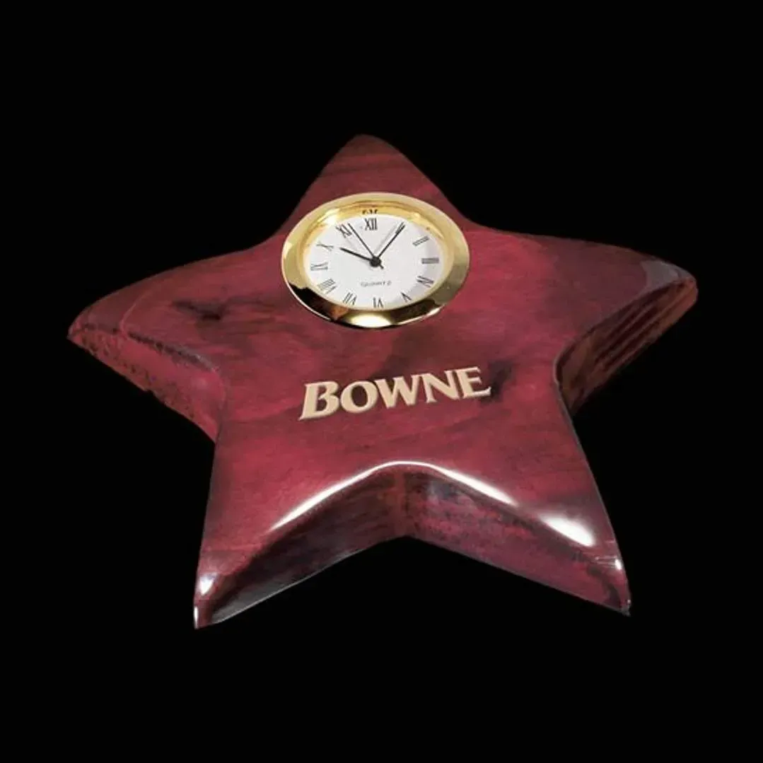 Rosewood Clock Paperweight with Custom Logo