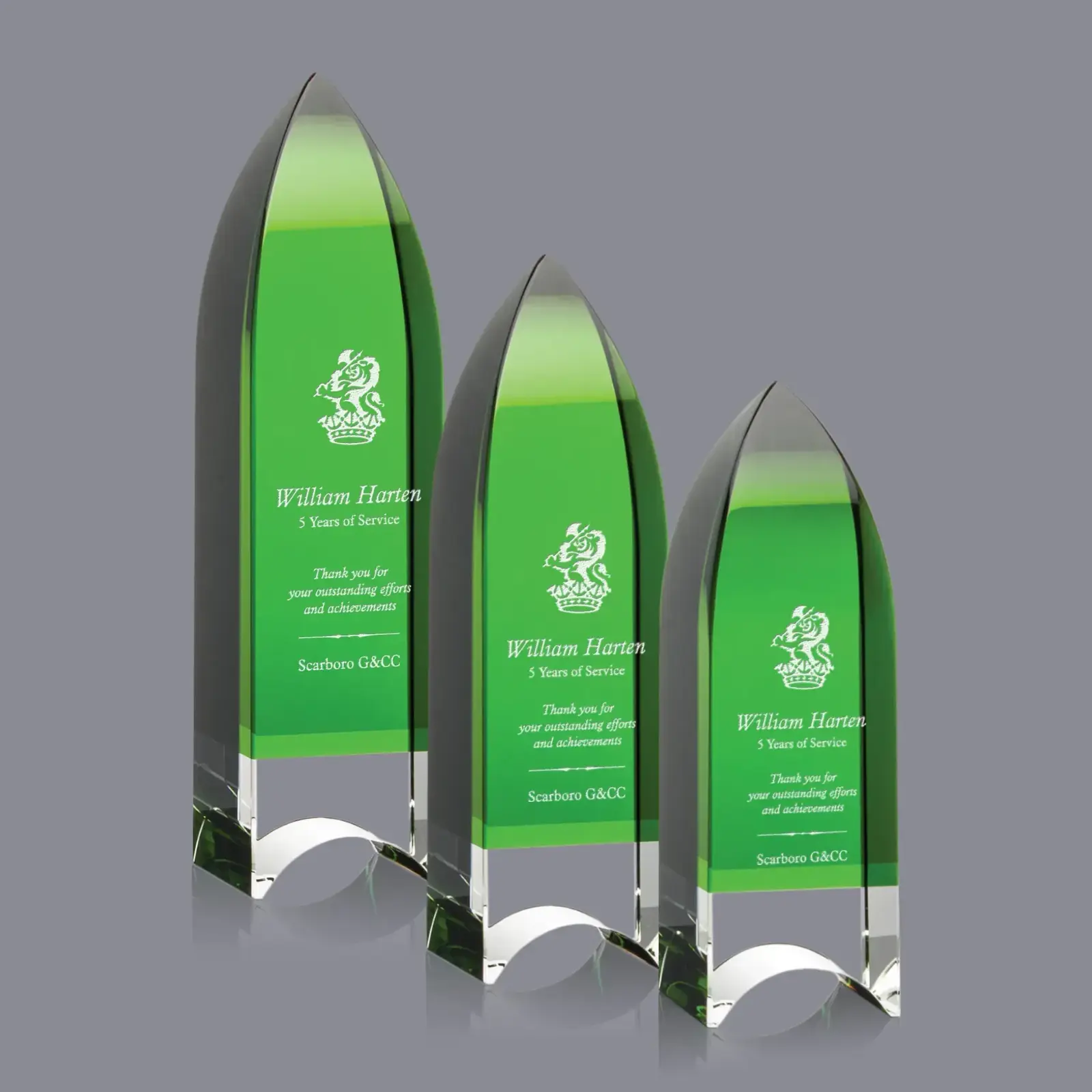 Custom Emerald Crystal Tower Award for Promotions