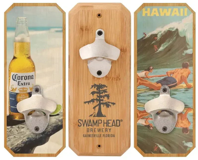 Custom Branded Bamboo Wall Mount Bottle Opener