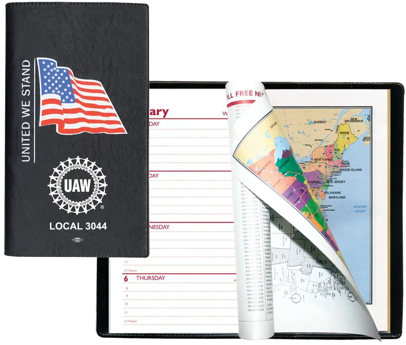 Custom Branded Vinyl Weekly Planner with Pre-Printed Flag