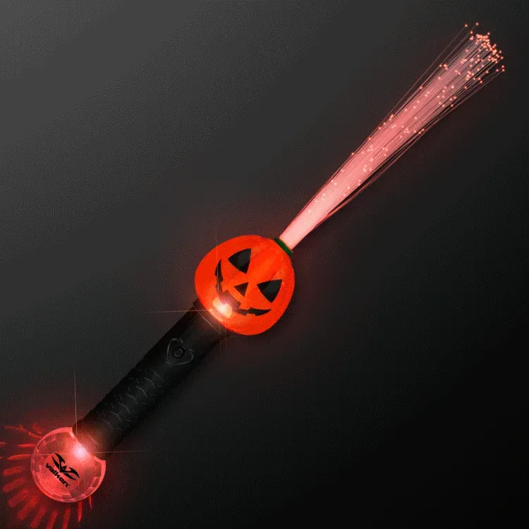 Fiber Optic Light Up Pumpkin Wands 15"