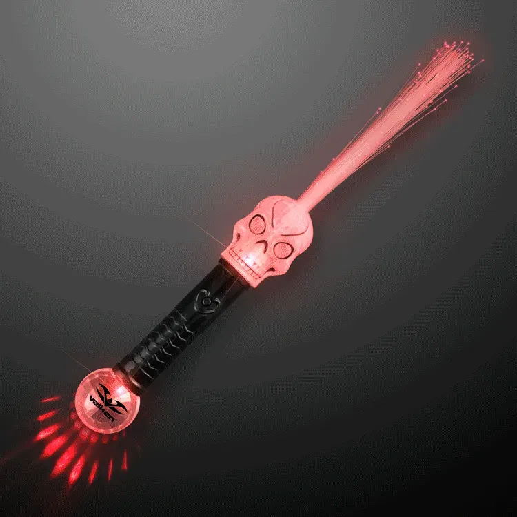 Fiber Optic Light Up Skull Wands 15"