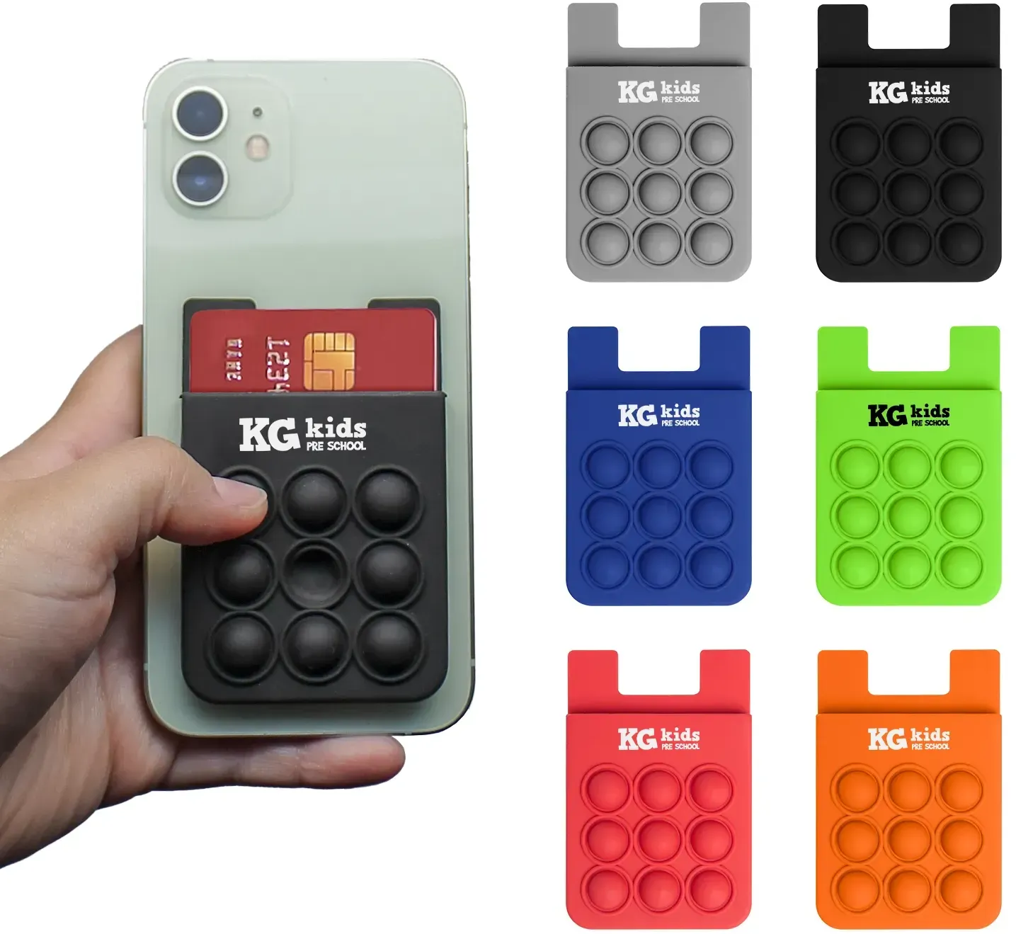 Custom Fidget Phone Wallet with Personalized Logo - Promotional Cell Phone Wallet + Stress Reliever Bedazzled