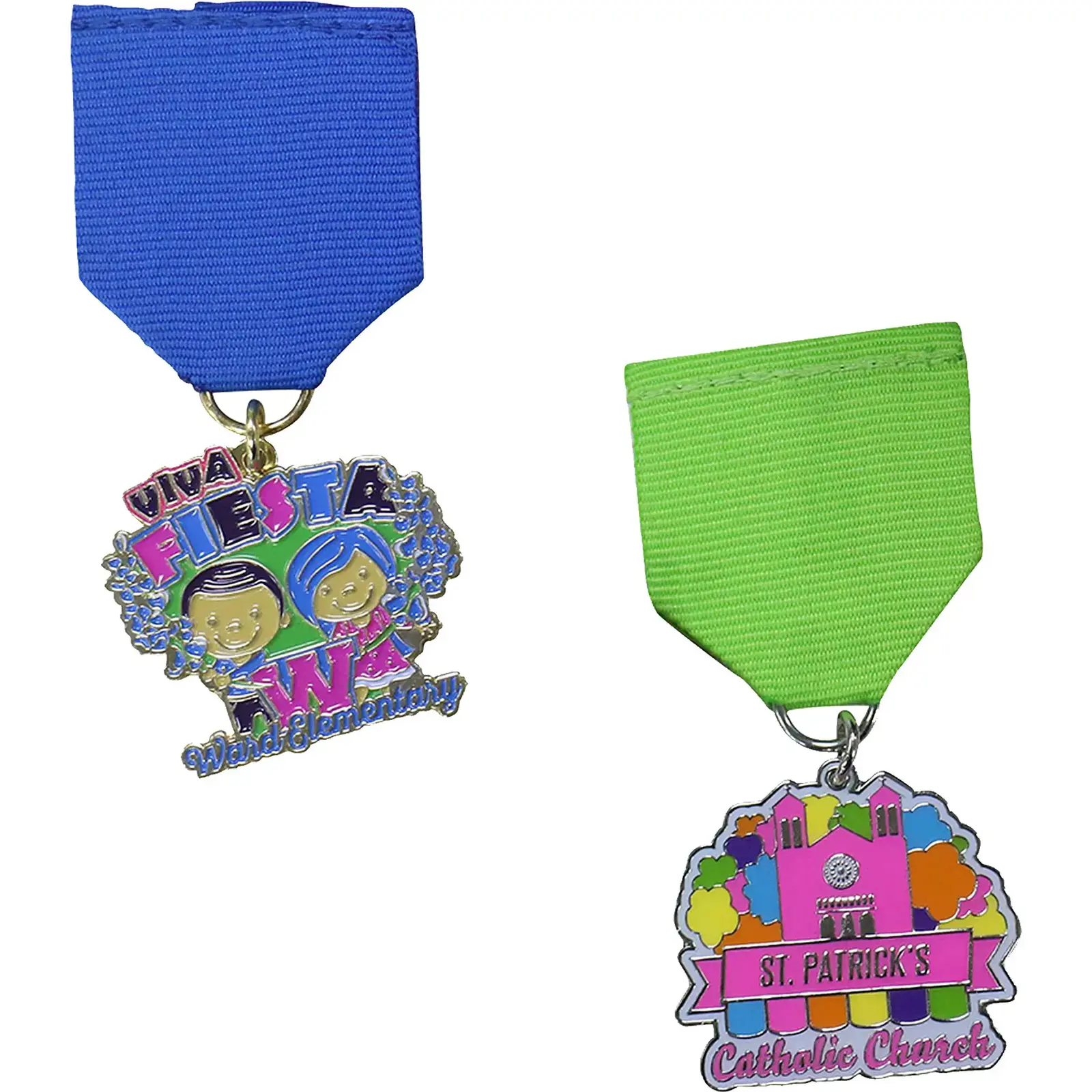 Fiesta Medals: 1 1/2" W x 1 1/2" H x 1/16" D