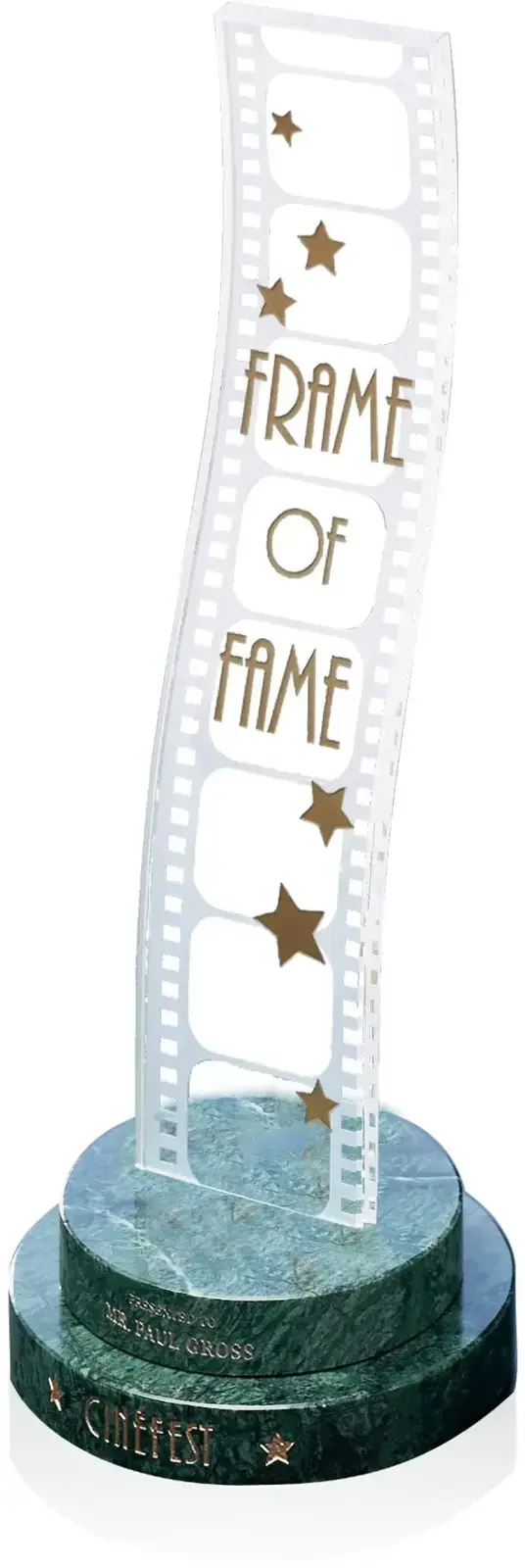 Custom Film Strip Recognition Award with Double Green Marble Base