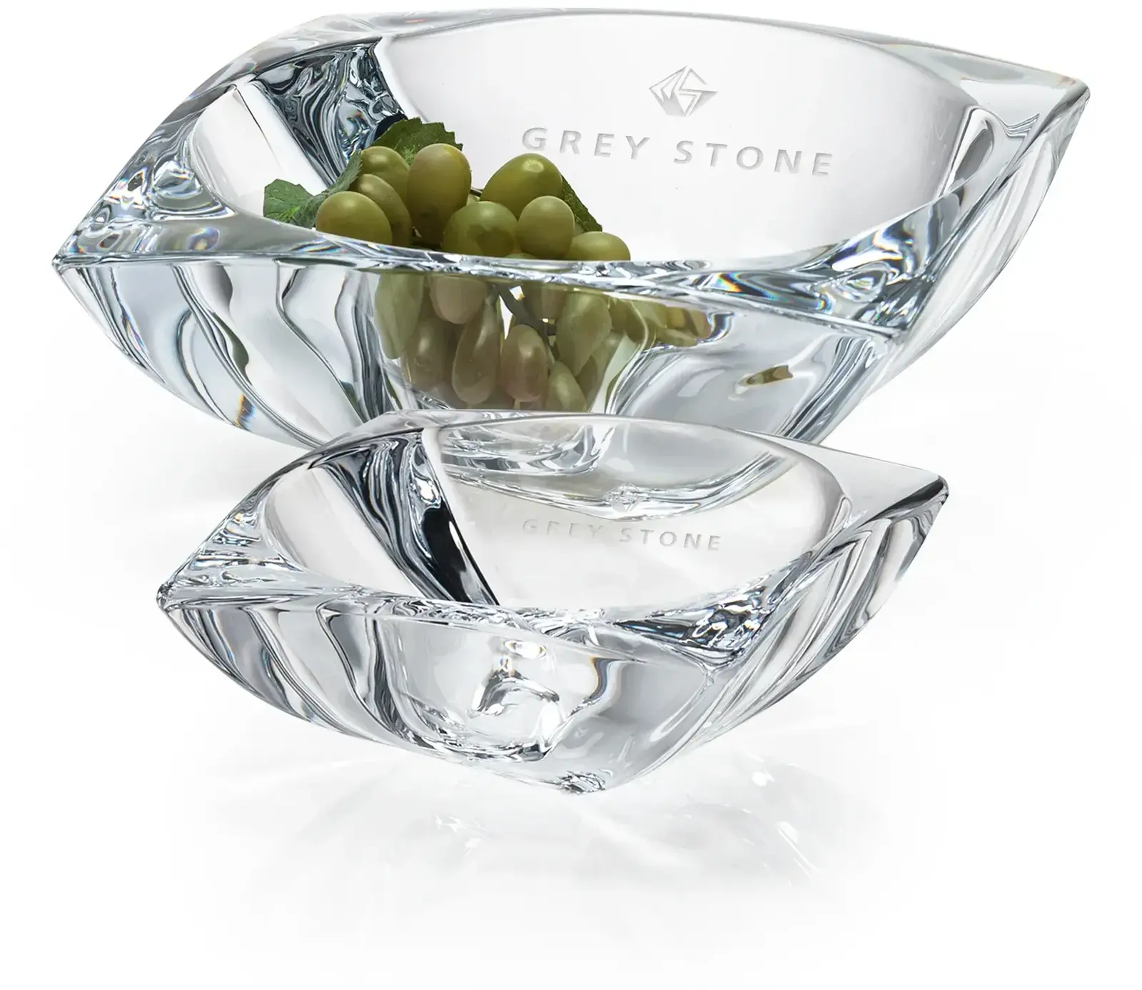 Custom Elegant Fiorella Crystal Award Bowl with Square-sculpted Design