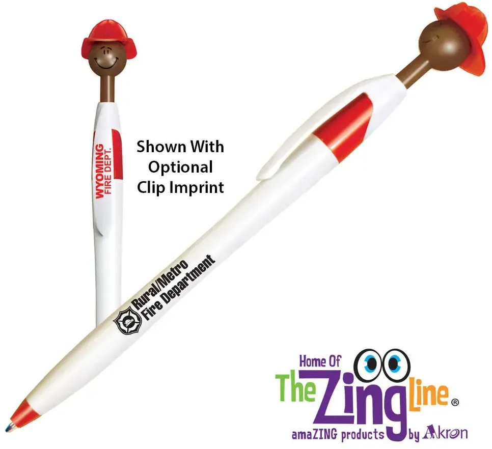 Fire Chief Smilez Customizable Pen - Dark Tone with Red Trim