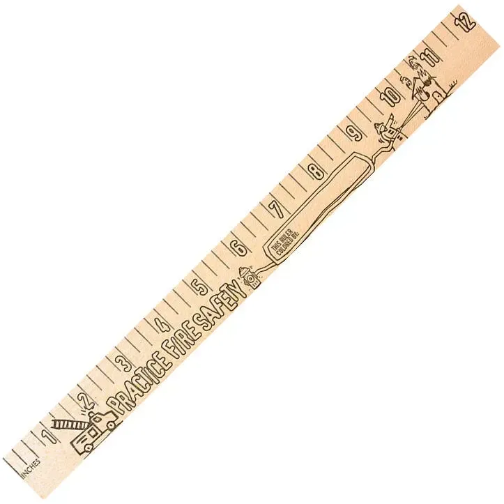 Fire Safety "u" Color Rulers - Natural Wood Finish