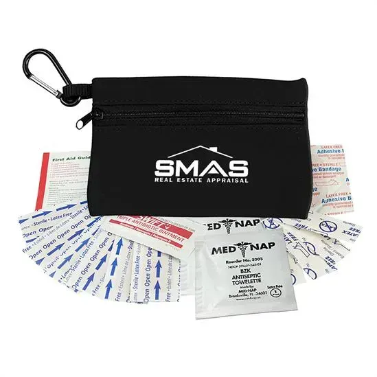 Custom First Aid Zipper Tote - Promotional with Carabiner