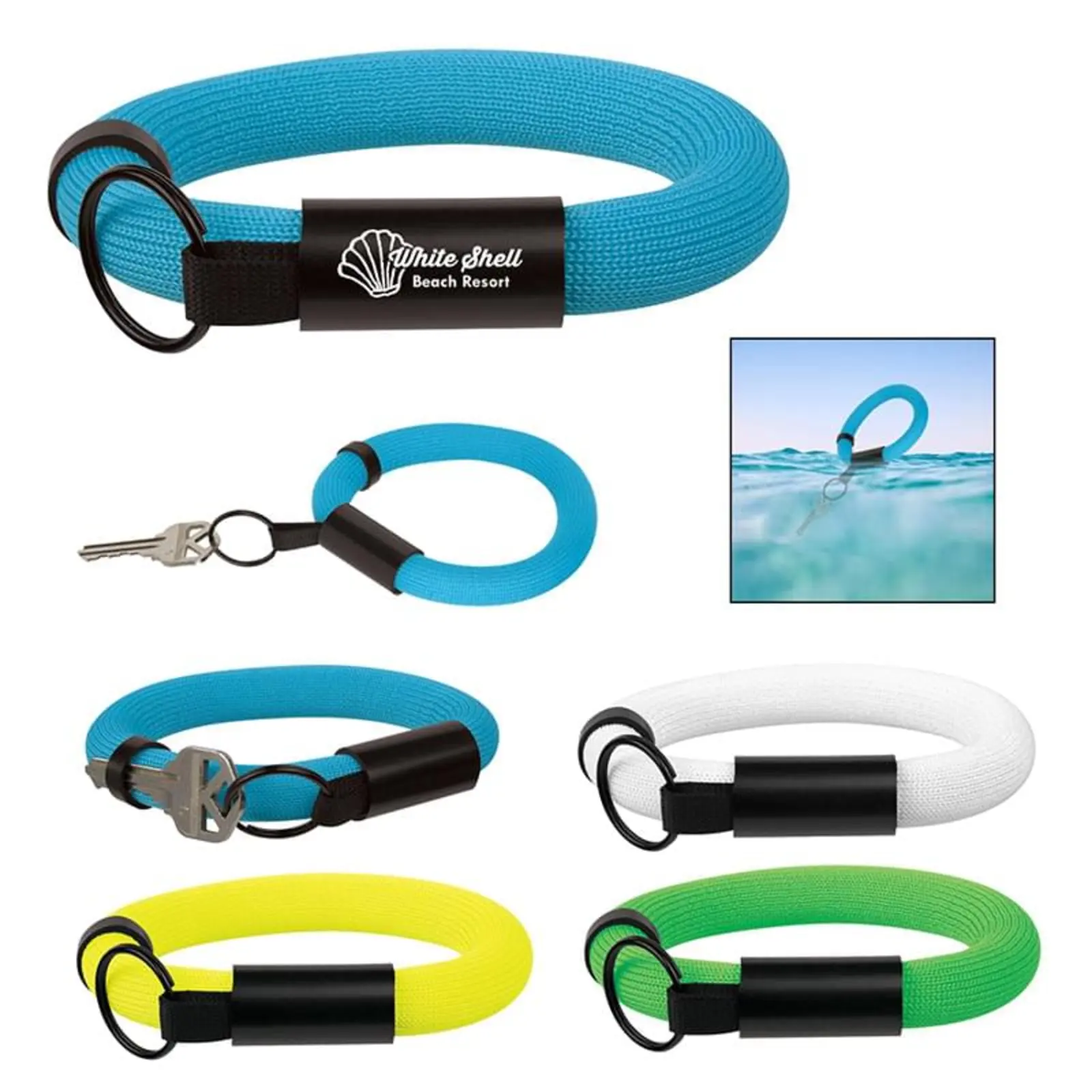 Floating Wristband Key Holder - Neon Colors & Split Ring Attachment