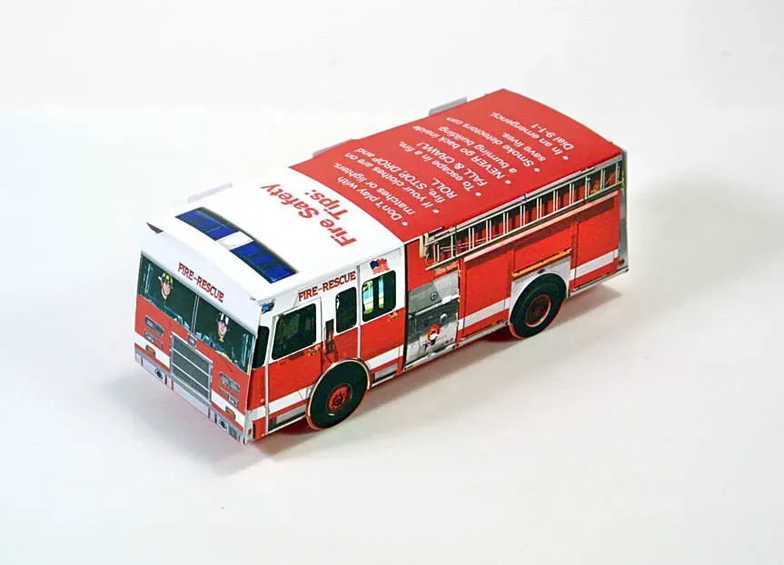 Customizable Foldable Fire Truck Promotional Mailer - Full Color Digital Imprint