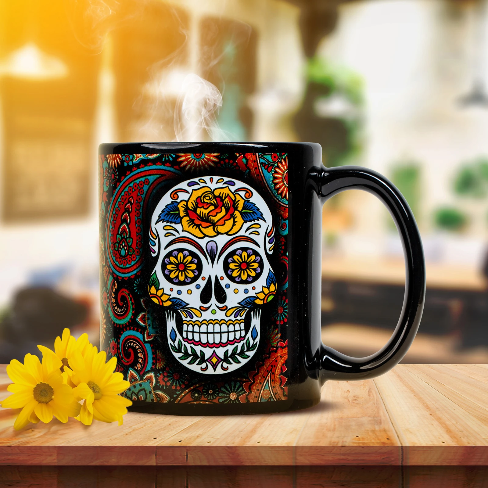 Full Color 11 Oz. Black Ceramic Mug