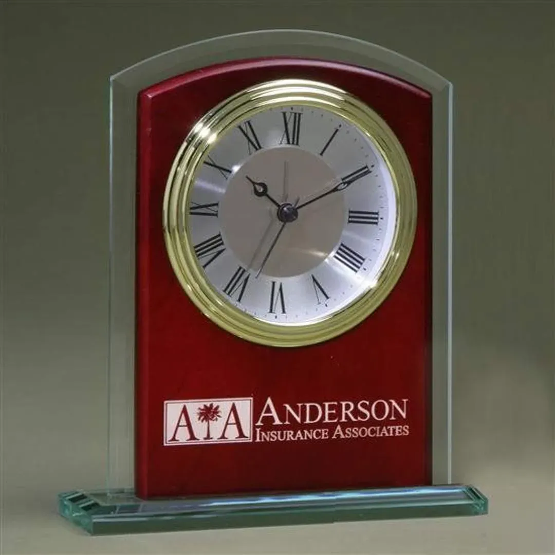 Custom Arch Glass Promotional Clock for Corporate Gifts