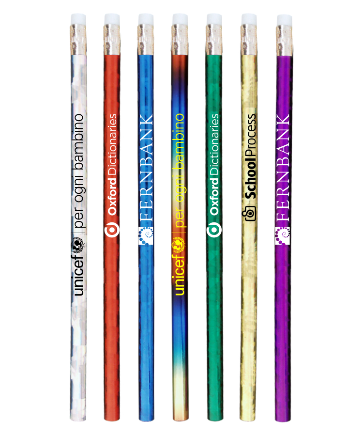 Glitzy Prism Foil Wrapped Pencils