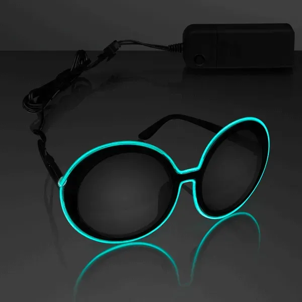 Glow LED Wire Round Sunglasses (Dark Tinted Lenses)