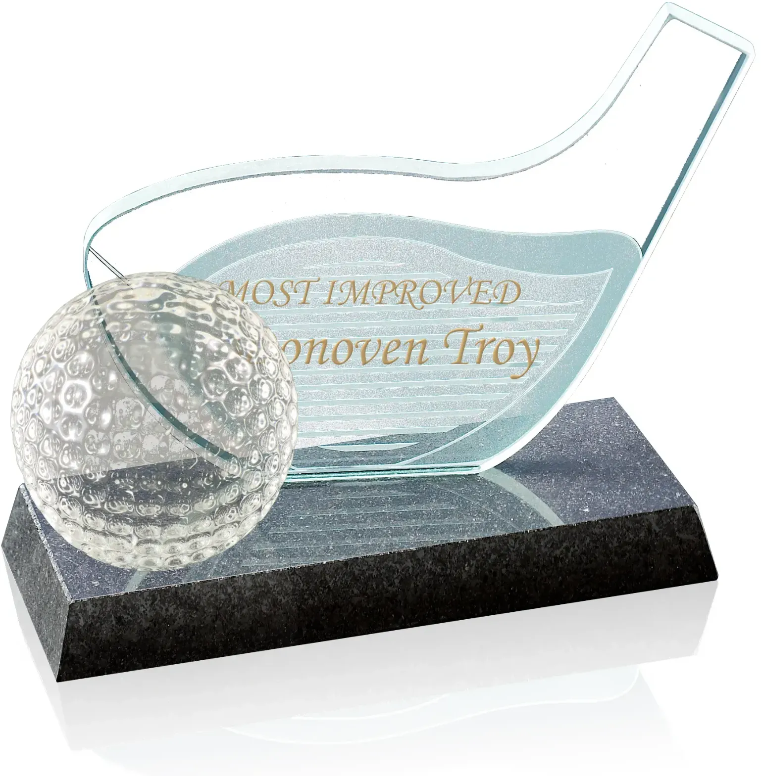 Jade Glass Golf Driver Award with Custom Logo