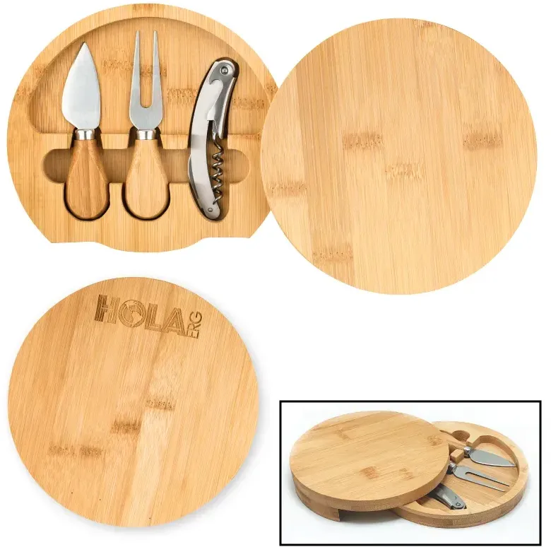 Personalized Bamboo Mini Cheese Board Knife Set