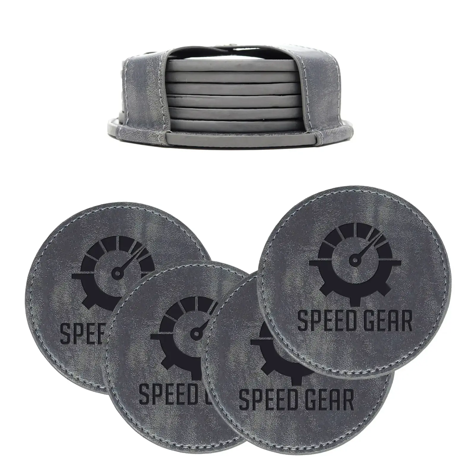 Greyson PU Leather Coasters: 6 Pc. Set In Holder