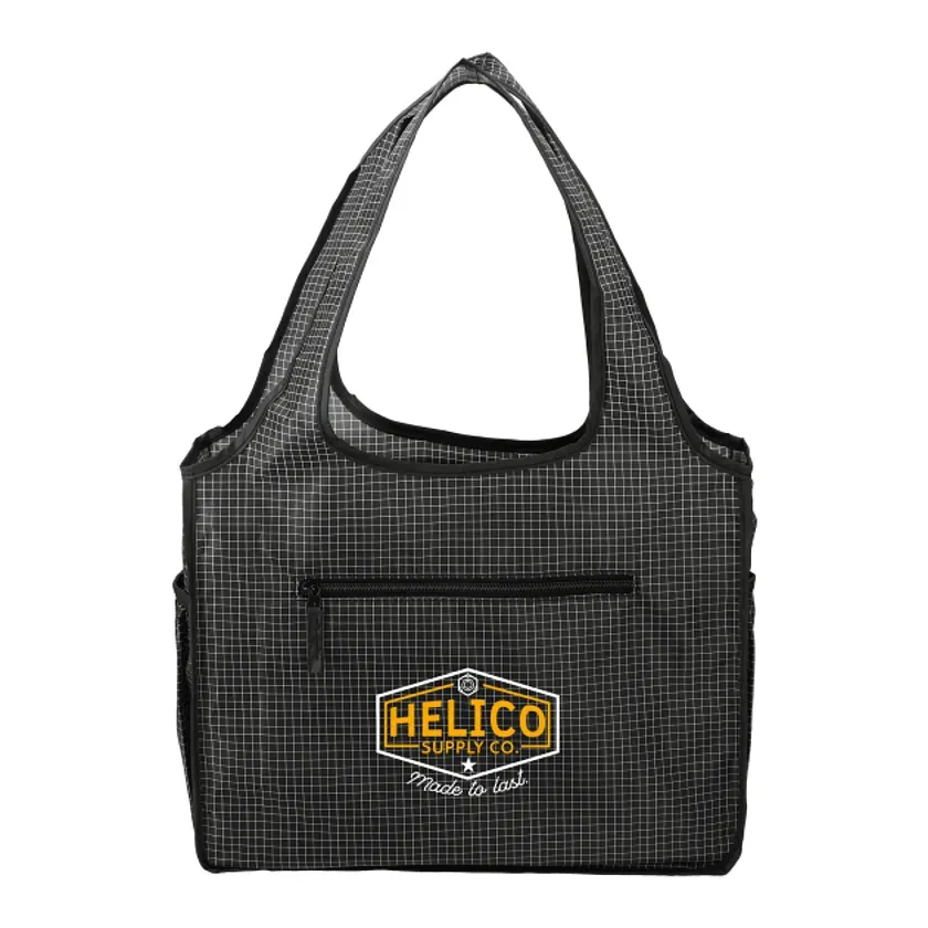 Customizable Grid Bungalow Tote with Front Pocket