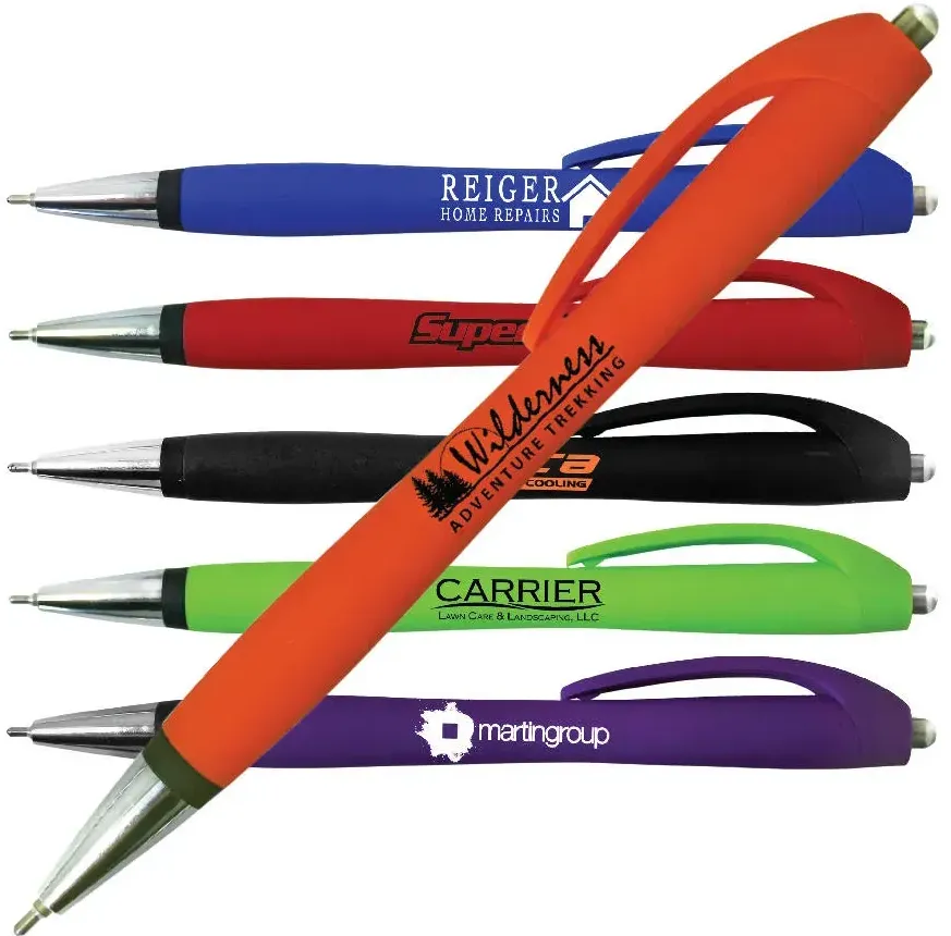 Halcyon Retractable Click Pen with Soft-Touch Rubberized Barrel for Promotions & Branding