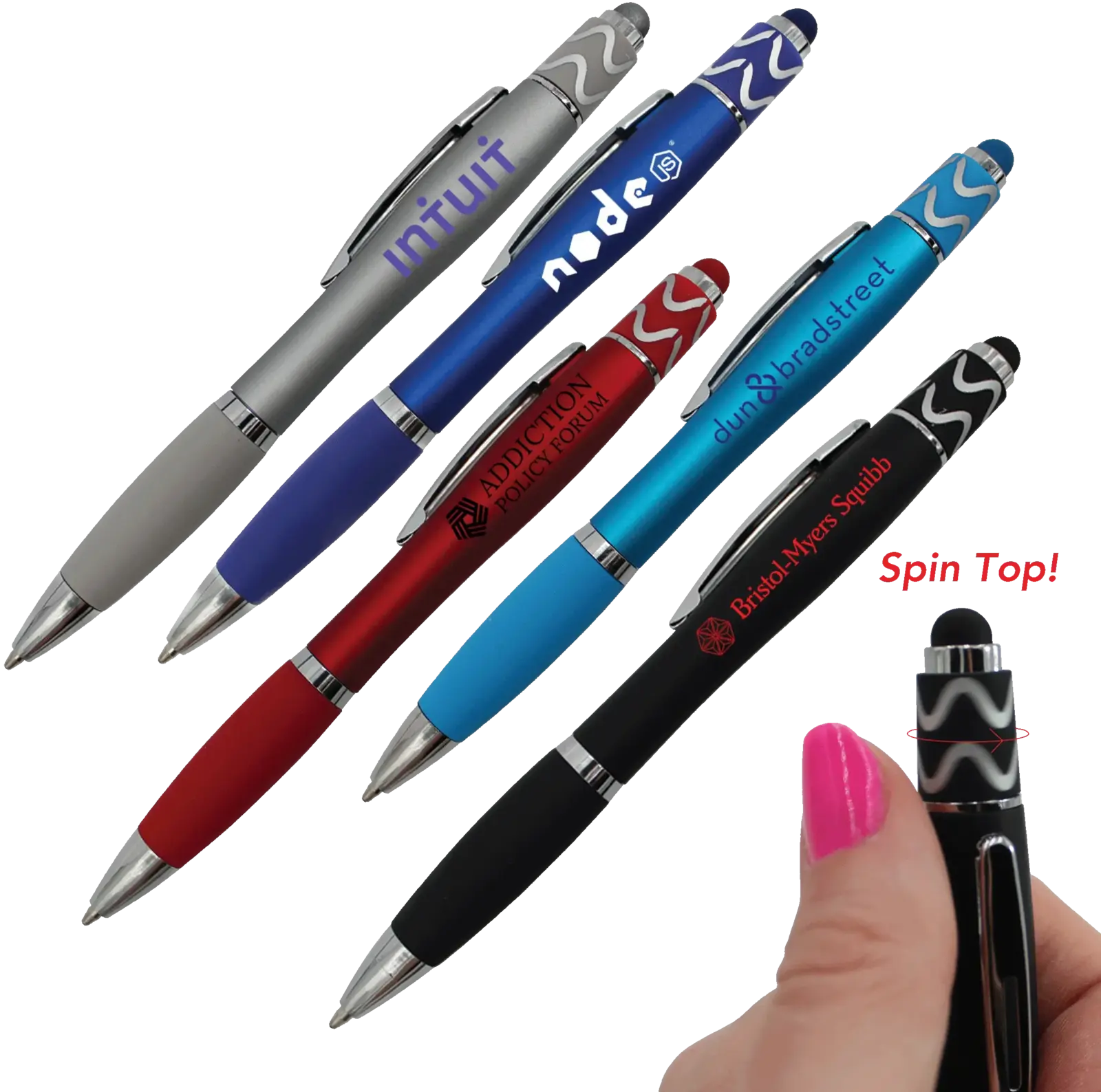 Silhouette Spin Top Stylus Pen - Customizable Promotional Business Gift