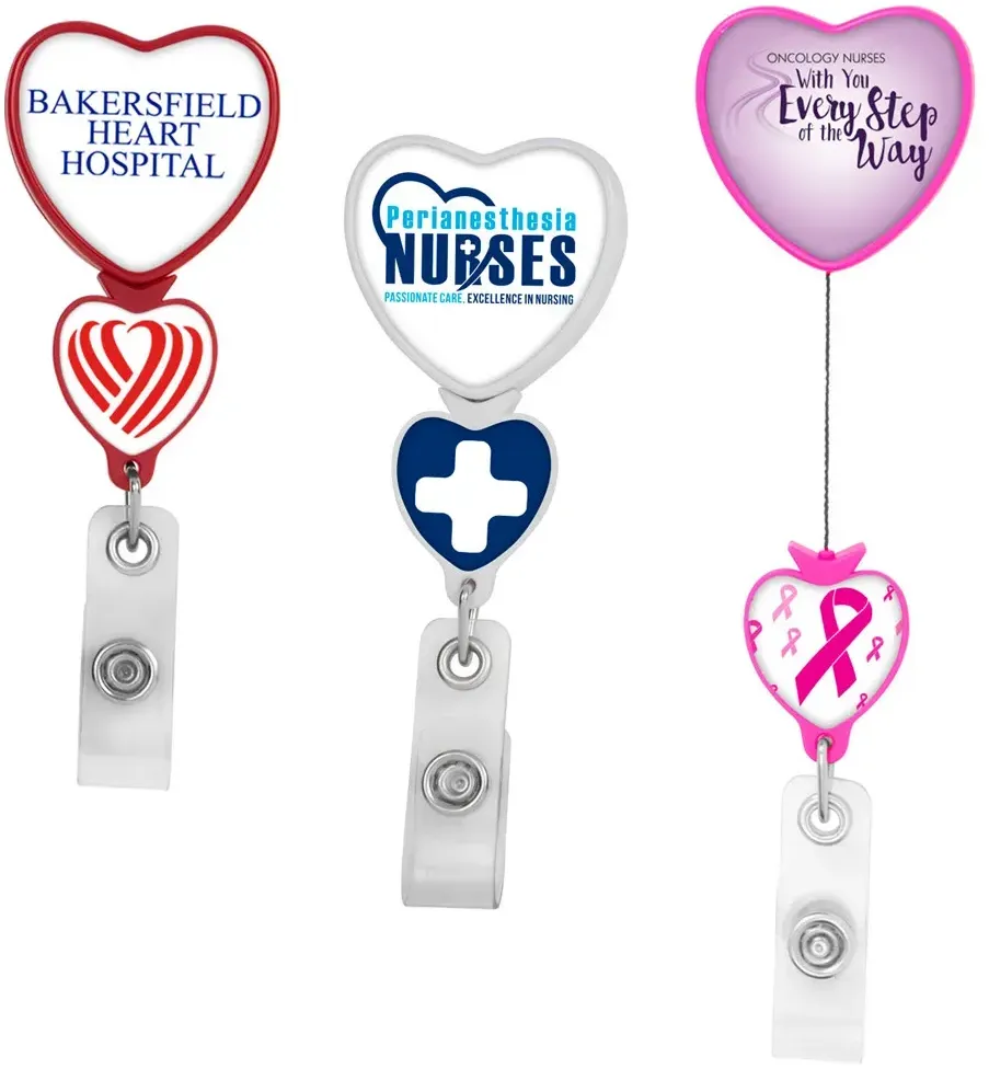 Heart Double Up Retractable Badge Reel